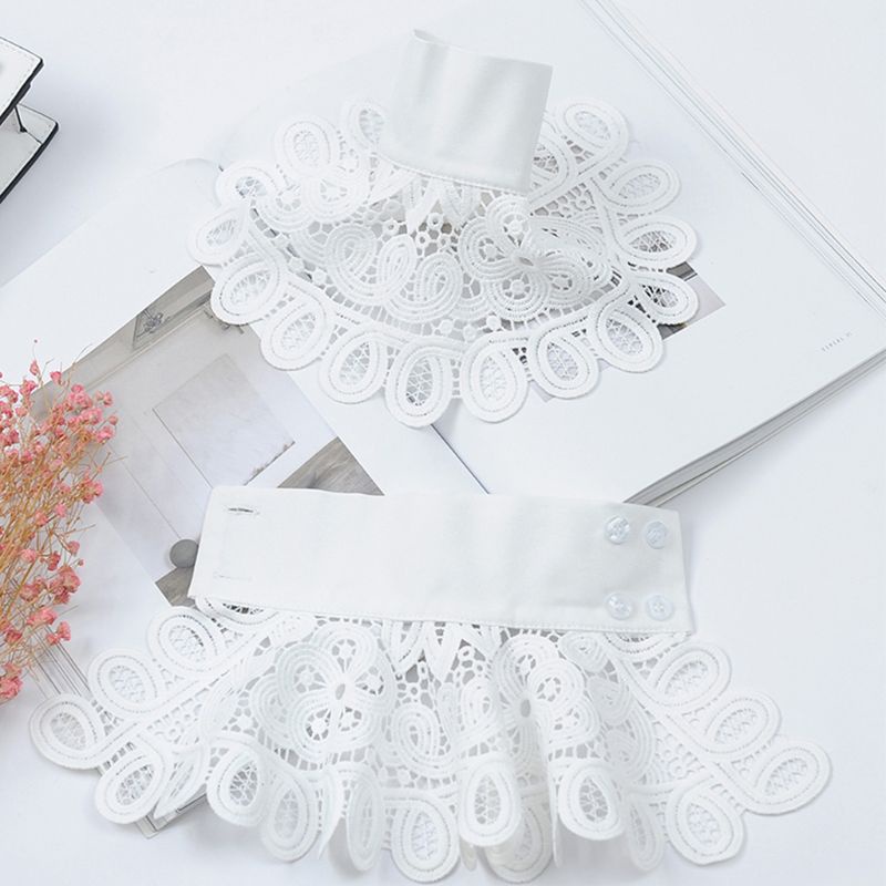 San * Cổ Tay Loe Giả Thêu Hoa Khoét Rỗng Kiểu Vintage Hàn Quốc Có Thể Tháo Rời