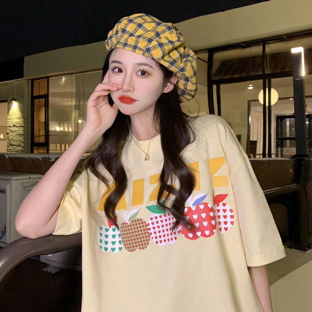 Áo Thun HIIXIIVI T-Shirt Tay Ngắn Cổ Tròn In Hình Hoàng Hôn Thời Trang Mùa Hè Phong Cách Hàn Quốc Dành Cho Nữ 2022