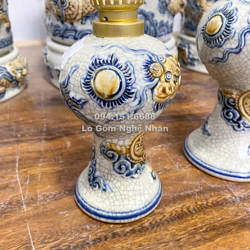Đèn Thờ Cúng Men Rạn Váy Tròn Rồng - Váy Vuông Sen Bát Tràng - Nghệ nhân Chế Tác