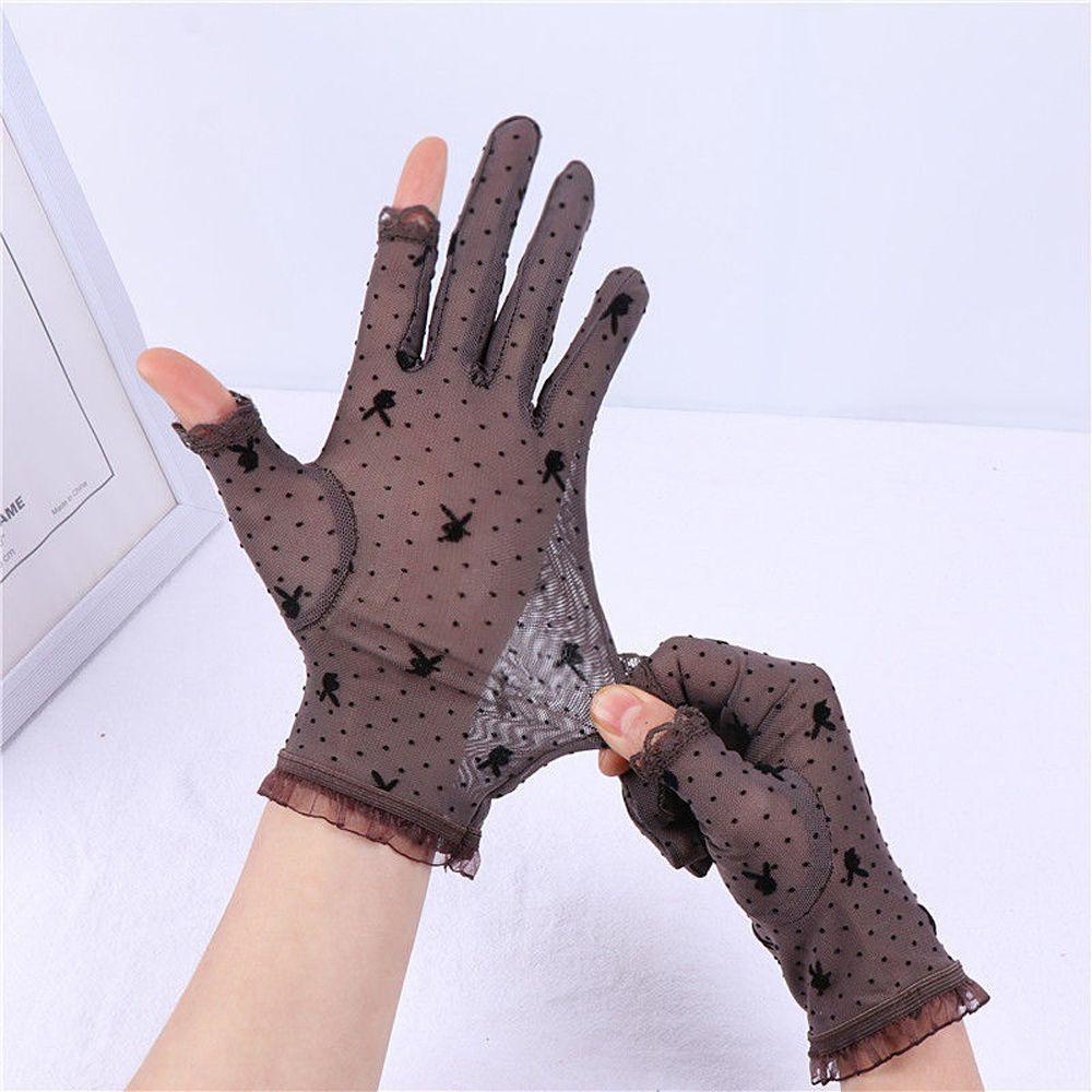 Anemone Găng Tay Lái Xe Chống Nắng Vải Ren Mỏng Màu Trơn Có Thể Chạm Màn Hình Cảm Ứng
