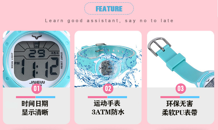 Đồng hồ trẻ em nữ đa chức năng ánh sáng đầy màu sắc đồng hồ điện tử trẻ em không thấm nước đồng hồ thể thao | BigBuy360 - bigbuy360.vn