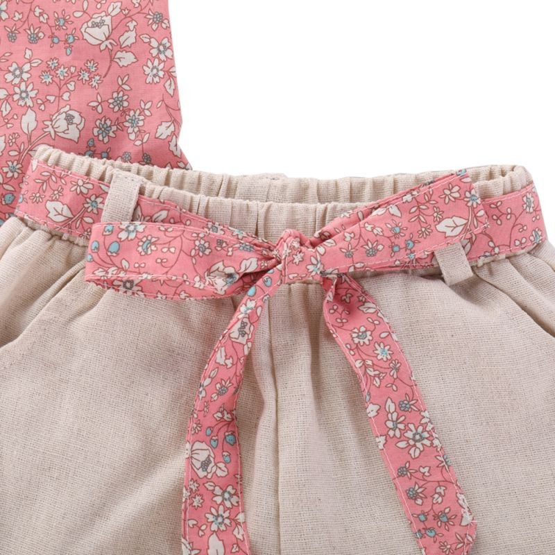 Set Áo Thun Tay Ngắn &amp;Amp; Quần Short In Hoa Cho Bé Gái