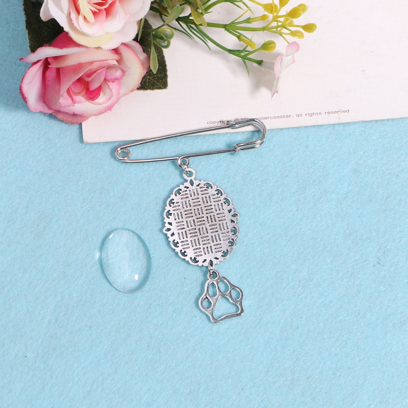 Ghim Cài Áo Hình Dấu Chân Cún / Bầu Dục Đính Đá Quý