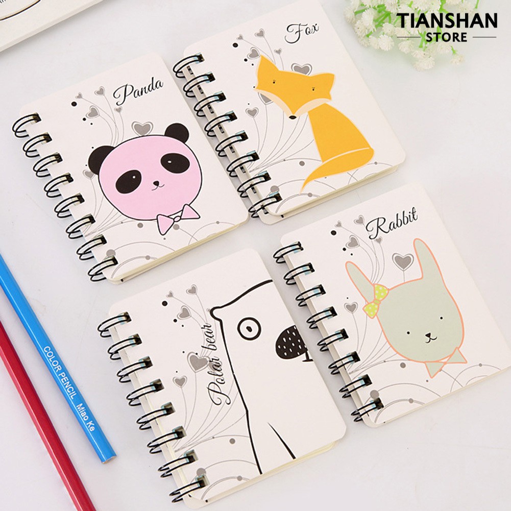 Student supplies In stock 80Sheets Mini Cartoon Animal Notebook Coil Book Office School Supply 