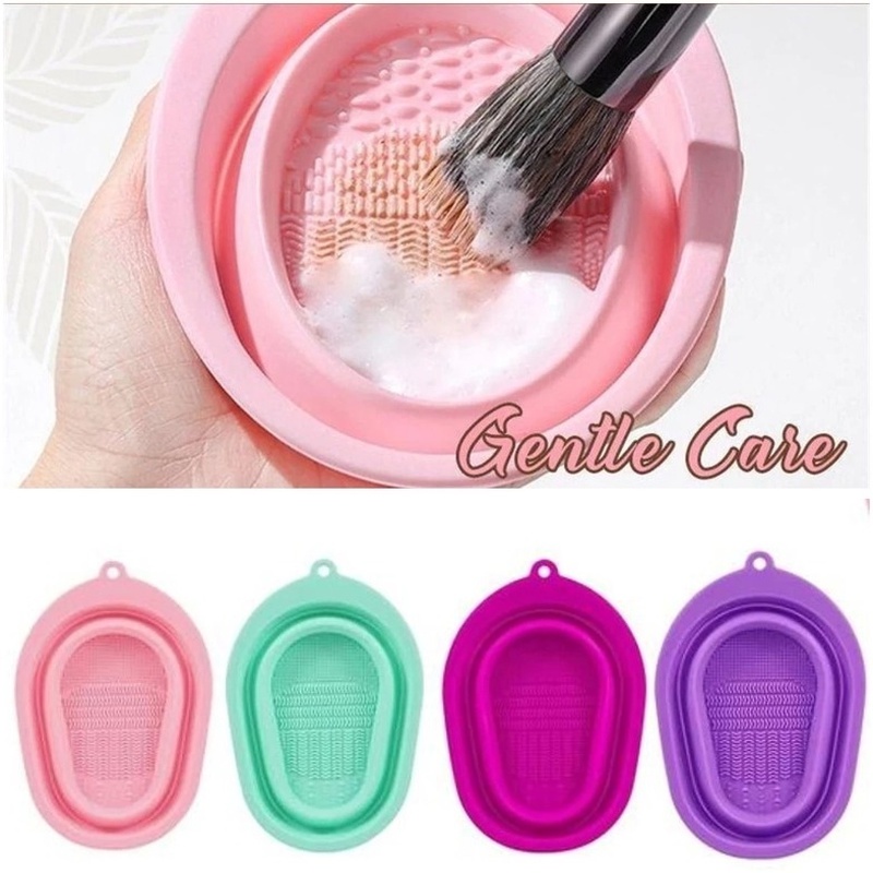 1 Bát Silicon Mềm Làm Sạch Cọ Trang Điểm Đa Năng Có Thể Gấp Gọn
