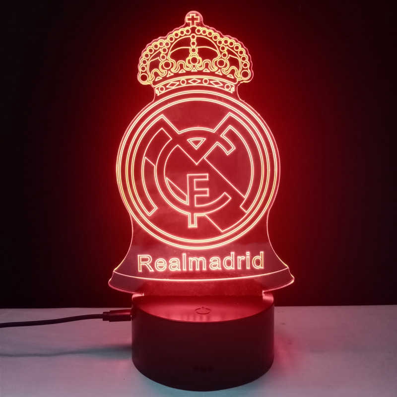 Đèn Ngủ 3d 7 Màu Hình Logo Câu Lạc Bộ Real Madrid Fcb Man Utd