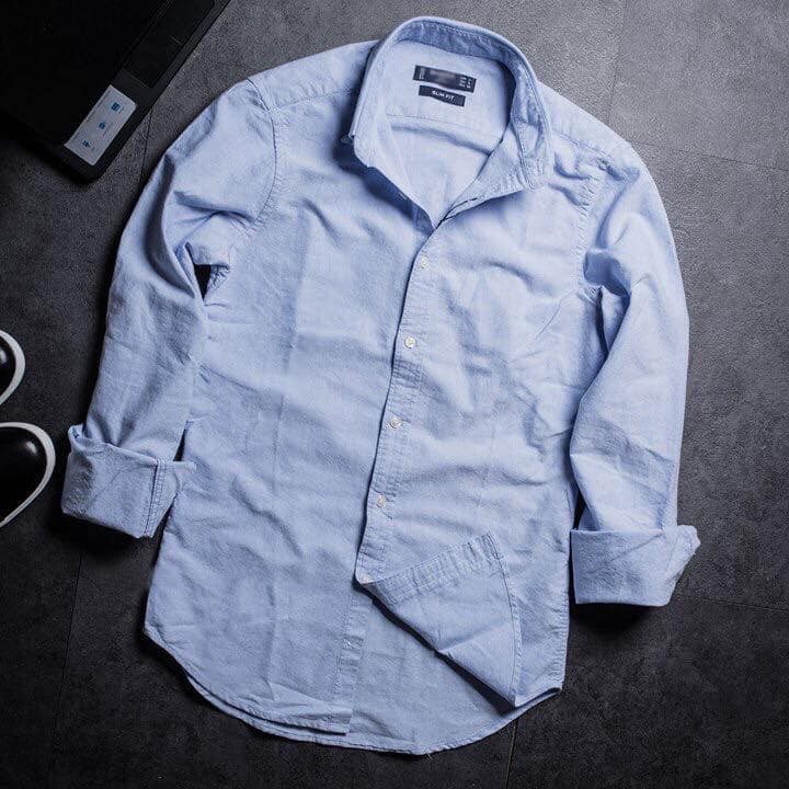 Áo sơ mi xanh nam Oxford  sơ mi nam chất cotton SỒI mịn, nhẹ, mặc mát, mềm gấp hộp cực xịn