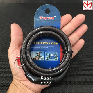 [Hỏa tốc HCM] Khóa xe đạp 4 số Tonyon TY 532 dây cáp dài 1.2m x 8mm mật mã không thay đổi được - MSOFT