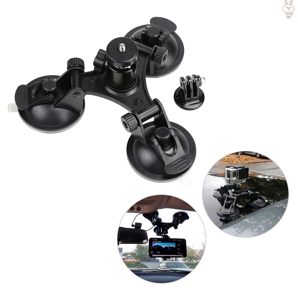 RD Sports Camera Triple Suction Cup Mount Sucker for GroPro  5/4/3+/3 for Xiaomi Yi with Tripod Mount Adapter Action Camera Mount