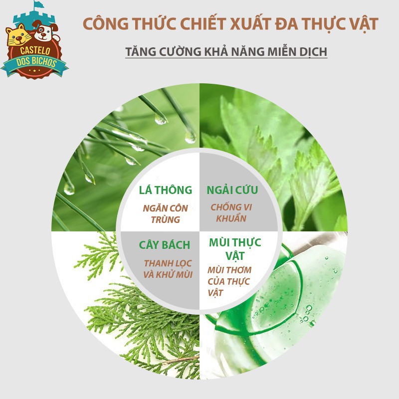 XỊT BỌT TẮM KHÔ CHÓ MÈO CAO CÁP - CHAI 400 ML