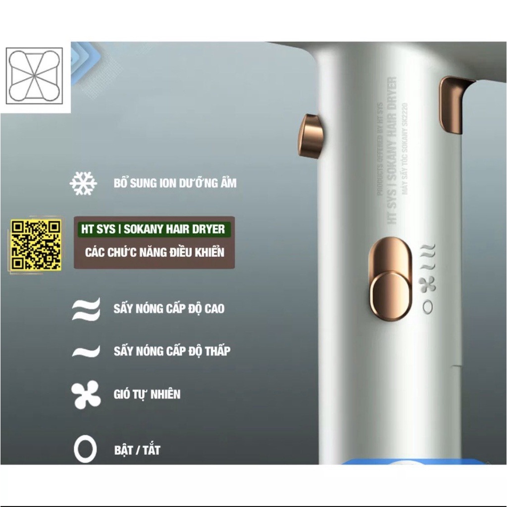Máy Sấy Tóc Công Suất Lớn , máy sấy tóc 2 chiều nóng lạnh SOKANY SK 2220 ( tặng kèm đầu thổi) 1600W CHẤT LƯỢNG CAO