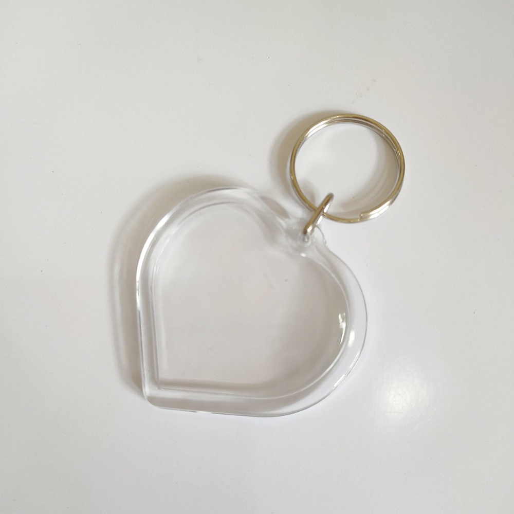 Combo 100 cái phôi móc khóa mica trái tim