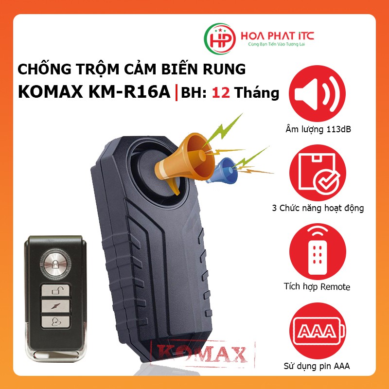 Thiết bị chống trộm cảm biến rung kèm remote Komax KM-R16A - Báo trộm cảm biến rung