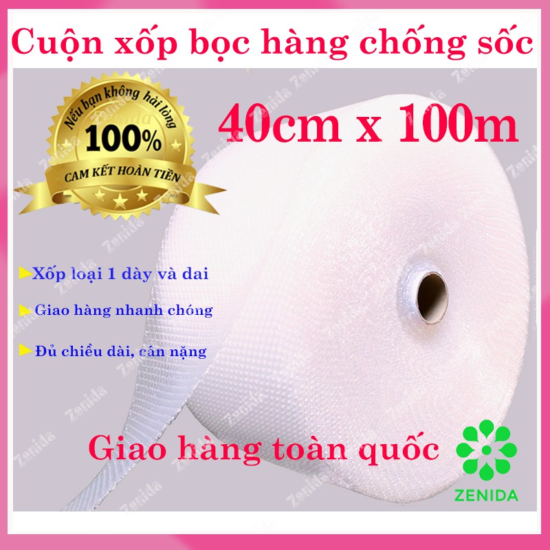 Cuộn xốp hơi bọc hàng 40cm x 100m - Màng xốp hơi - Xốp chống sốc - Màng xốp bọc hàng - Cuộn xốp bọc hàng - Cuộn xốp nổ