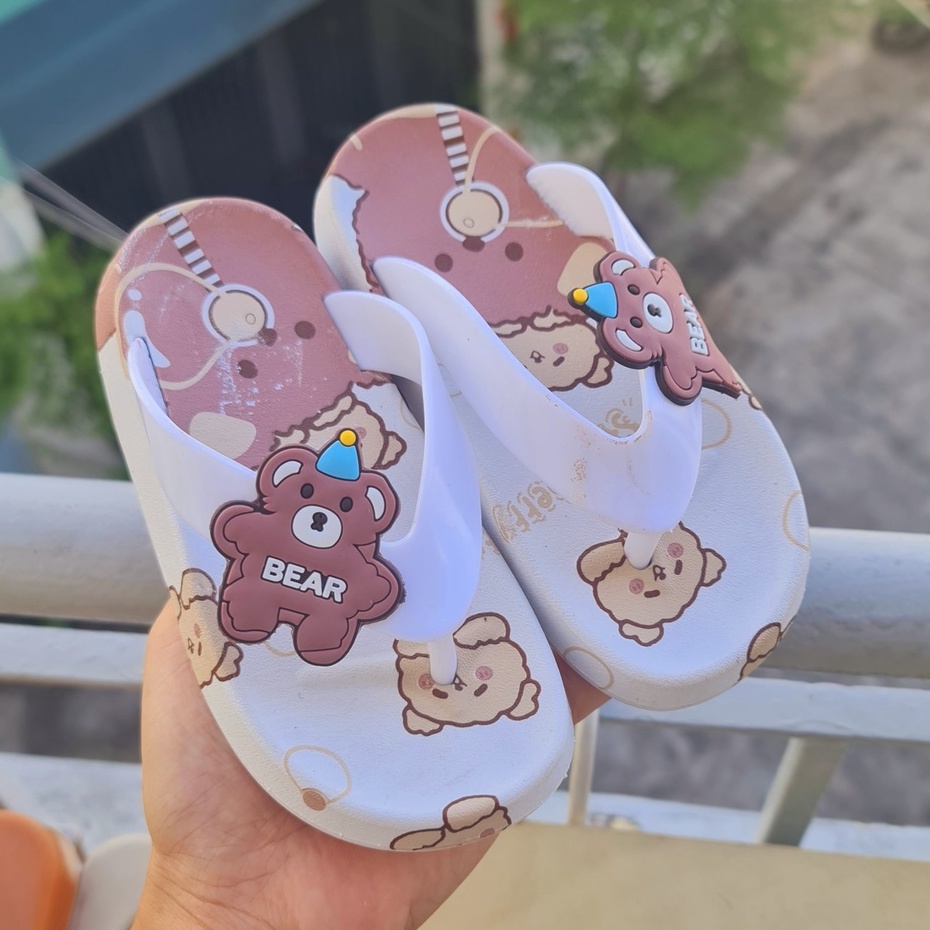 Dép kẹp siêu mềm cho bé trai bé gái hình gấu nâu cute