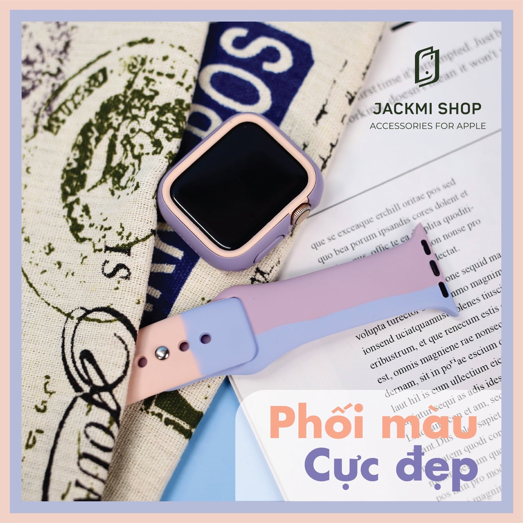 [COMBO 2 MÓN] DÂY SILICON HỌA TIẾT CHO APPLE WATCH + ỐP VIỀN RHINOSHIELD CHO APPLE WATCH