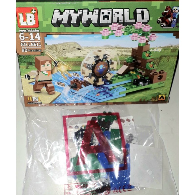 Lắp ráp 1 hộp Minecraft My World LB611 Lâu Đài có nhiều chi tiết bằng nhựa ABS