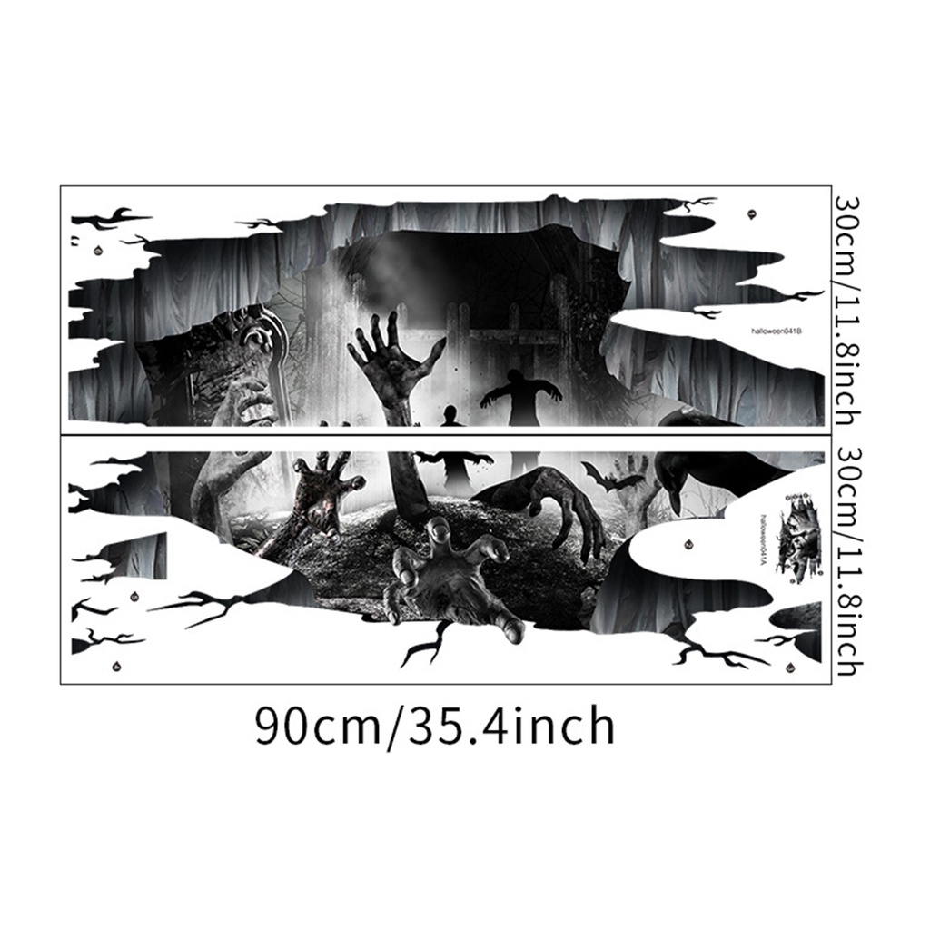 1 Set 2 Miếng Dán Sàn Nhà Hình Bàn Tay Gãy Trang Trí Halloween