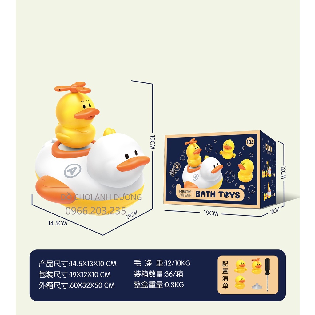 Đồ Chơi Đàn Vịt Phun Nước- TẶNG PIN- Đồ Chơi Thả Bồn Nhà Tắm Vui Nhộn Cho Bé