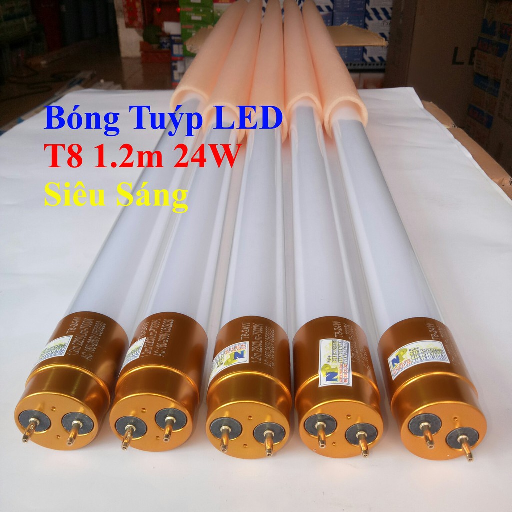 Bộ Bóng Tuýp LED Đôi T8 1.2m 48W Siêu Sáng [1 Máng Đôi 1.2m và 2 Bóng 1.2m 24w] Bóng Đầu Nhôm Tản Nhiệt Rất Tốt