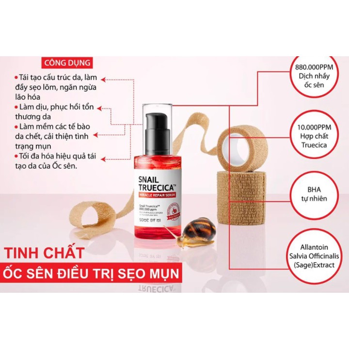 [CHUẨN AUTH]  Serum Ốc Sên Đỏ Some By Mi Snail Truecica 50ml