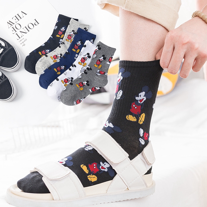 Đôi Tất Cotton Hoạ Tiết Chuột Mickey Xinh Xắn Cho Nữ