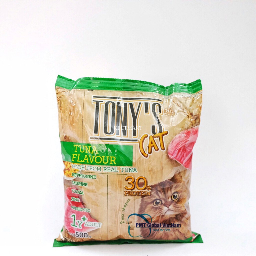 Tony cat - thức ăn hạt cho mèo vị cá ngừ túi 500g (dùng được cho mèo con và mèo trưởng thành)