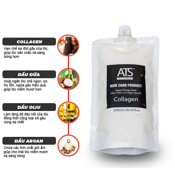 Hấp ủ tóc COLLAGEN ATS phục hồi tóc hư tổn nặng Lamyra