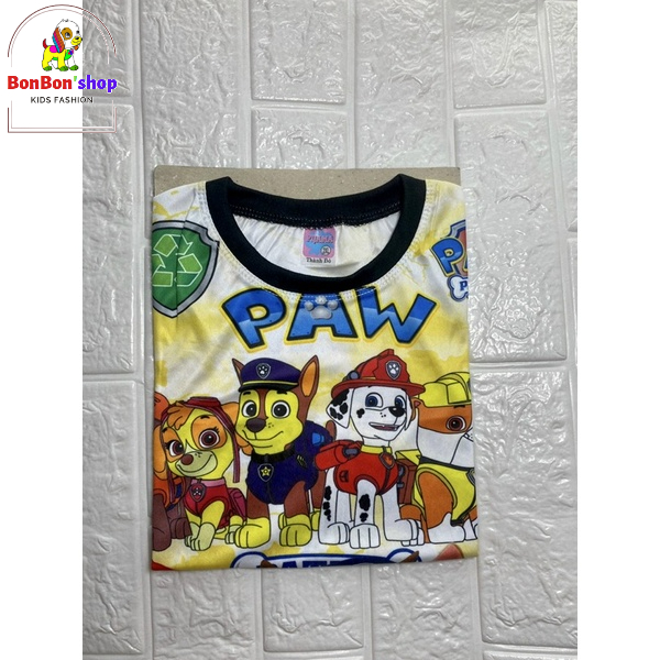 Đồ bộ bé trai, đồ bộ bé gái cộc tay chất 3d in hình Chó Cứu Hộ từ 3 tuổi đến 7 tuổi