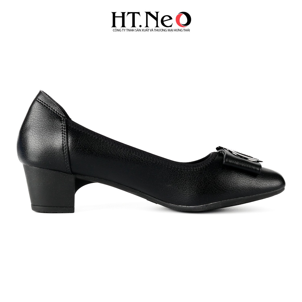Giày cao gót HT.NEO mũi vuông gót vuông cao 5cm, quai da đính khuy cực xinh CS256