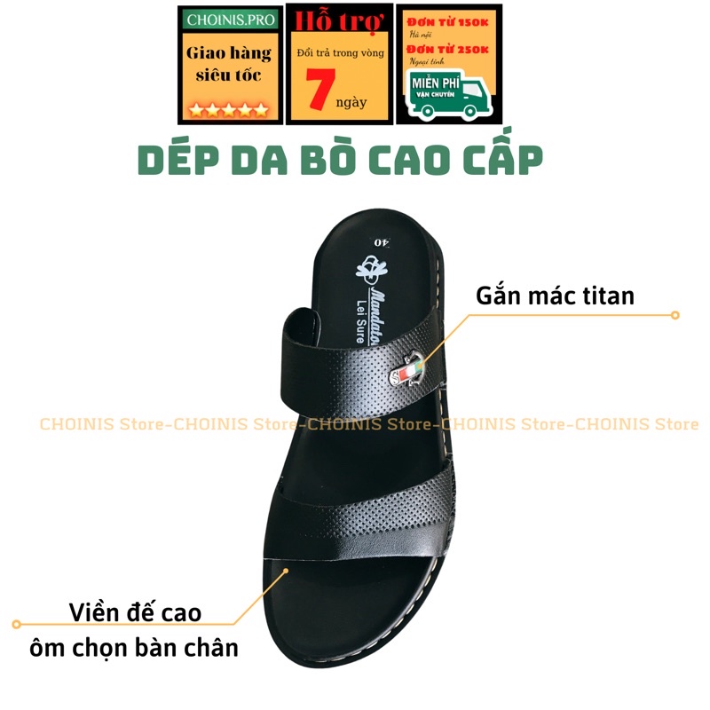 Dép Da quai ngang Nam Cao Cấp Da Đế Cao Su