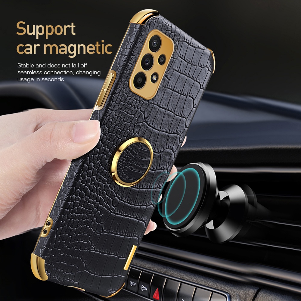 Bao Da Điện Thoại Họa Tiết Da Cá Sấu Sang Trọng Có Giá Đỡ Từ Tính Cho Samsung Galaxy A53 A23 A33 A73 A13 5G M53