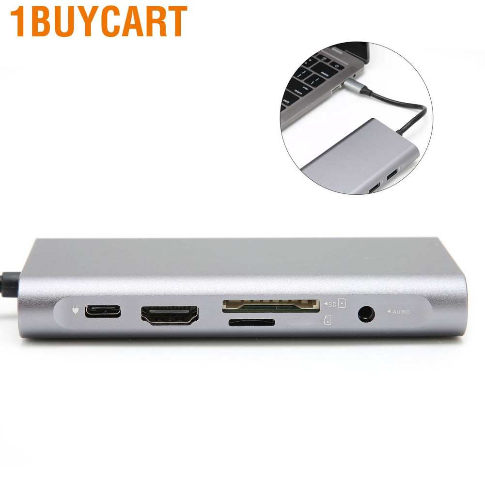 1buycart power adapter charger Docking Hub 10 in 1 Type‑C to High‑Definition Multimedia Interface USB PD Expansion Dock for