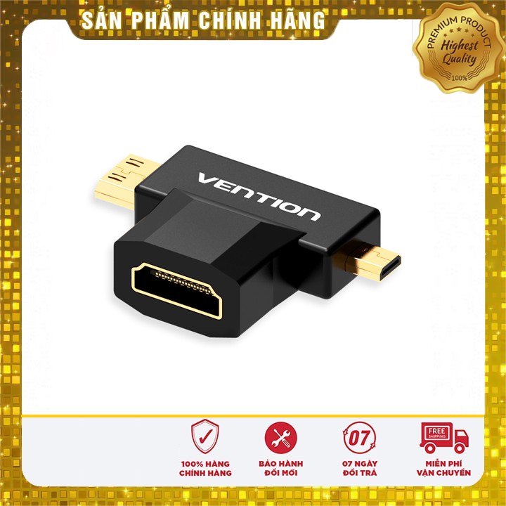 [ Đầu chuyển Micro hdmi & Mini HDMI VENTION chính hãng ] - Đầu chuyển cổng Micro HDMI + Mini HDMI to HDMI VENTION AGDB0
