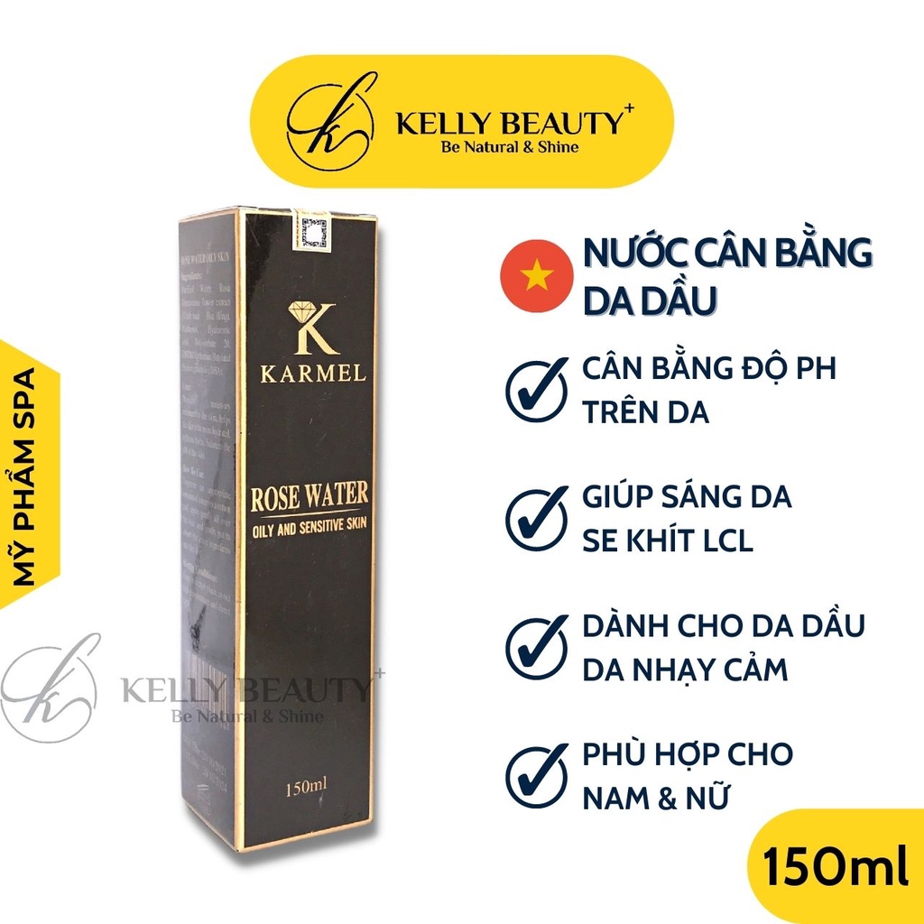 Toner Cân Bằng Da Dầu KARMEL 150ml - Cấp Ẩm, Cân Bằng Da; Giúp Sáng Đều Màu Da, Se Khít Lỗ Chân Lông | Kelly Beauty