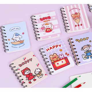 Sổ ghi chép cầm tay mini lò xo , sổ tay ghi chú gáy xoắn hoạt hình dễ thương