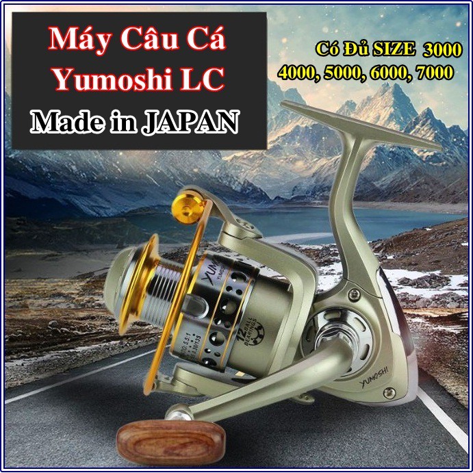 Máy câu cá Yumoshi LC 12 bạc đạn có Đủ SIZE 3000, 4000, 5000, 6000, 7000 loại Cao Cấp - Máy câu cá Nhật Bản