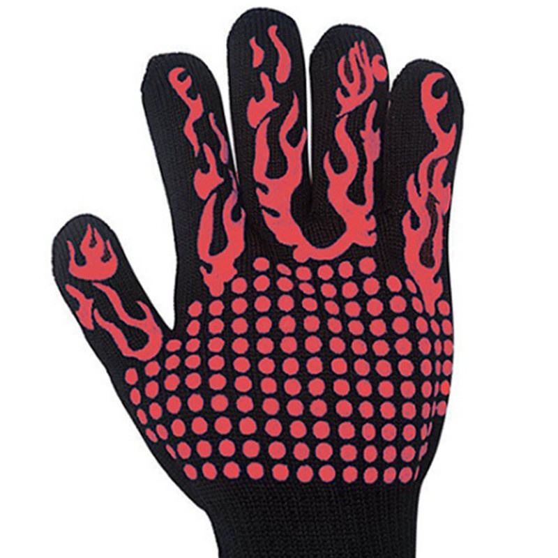 Grilling Gloves Oven Mitten Grill Leather Gloves & Stainless Steel Lunch Container - FOUR Section Design Holds