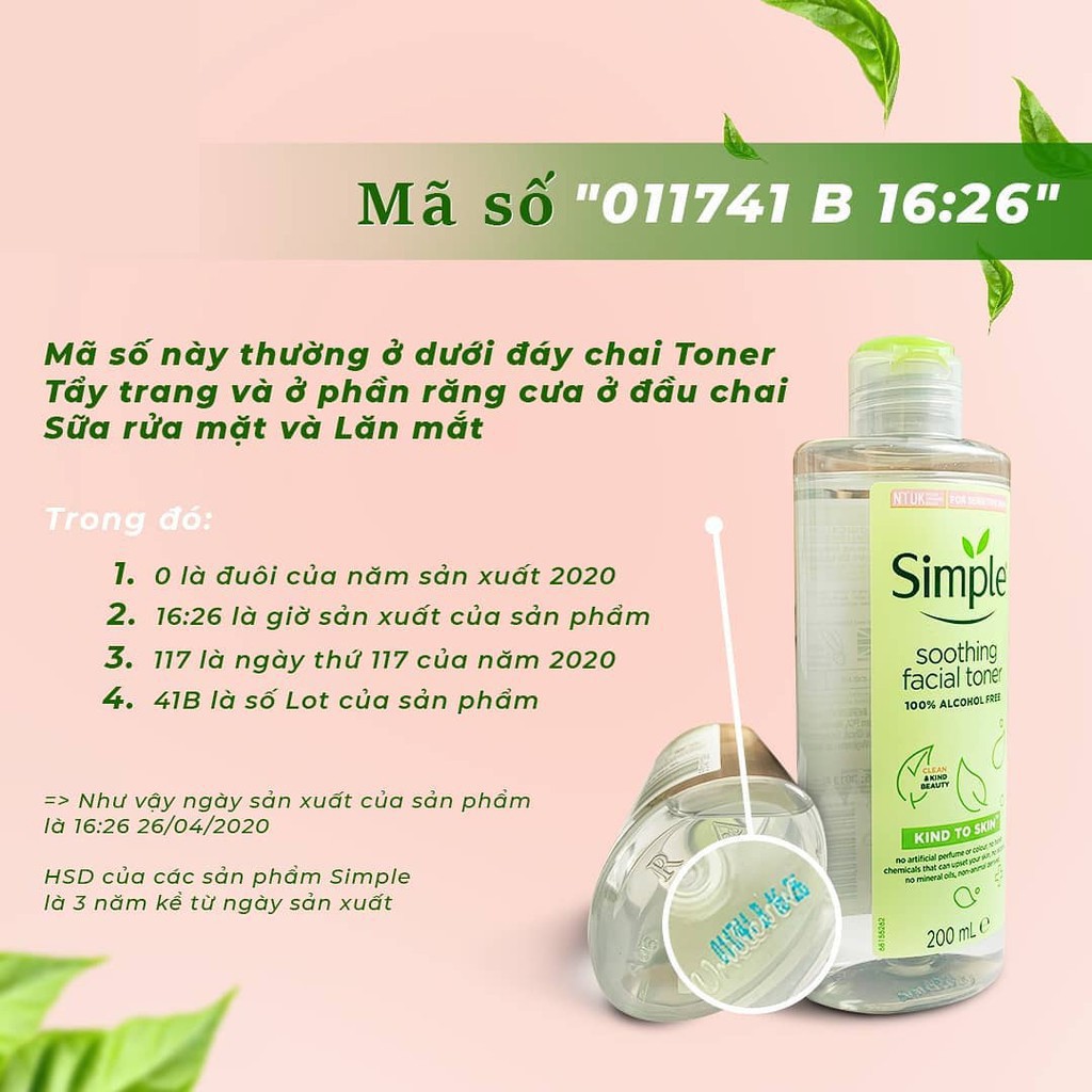 [Simple Xanh] Bộ 3 Simple Làm Sạch Sâu, Se Khít Lỗ Chân Lông (Tẩy trang 200ml + Sữa Rửa Mặt 150ml + Toner 200ml)