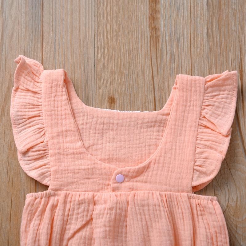 Jumpsuit Cotton Sát Nách Phối Ren Màu Trơn Cho Bé Gái
