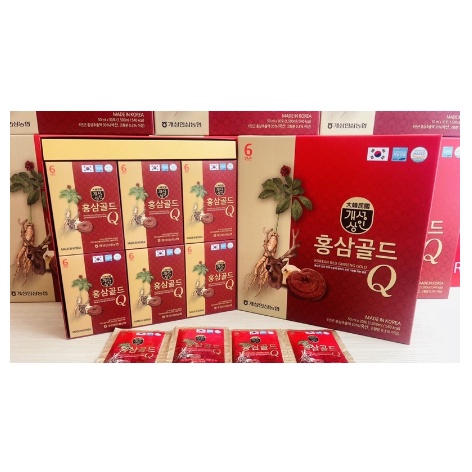 Nước Hồng Sâm Nhung Hươu Linh Chi Q Gold Korea Hộp 30 gói x 50 ml . .