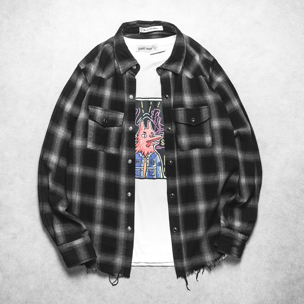 Áo Sơ Mi Dài Tay Sọc Caro Nam Nữ Thời Trang