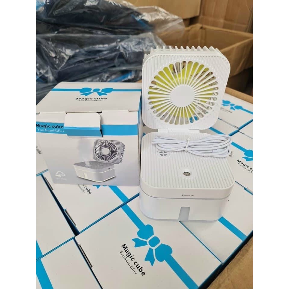 [FREE SHIP] Máy phun sương tạo ẩm mini kiêm quạt để bàn 3 tốc độ và đèn ngủ đổi màu 3 in 1 cao cấp, thiết kế nhỏ gọn