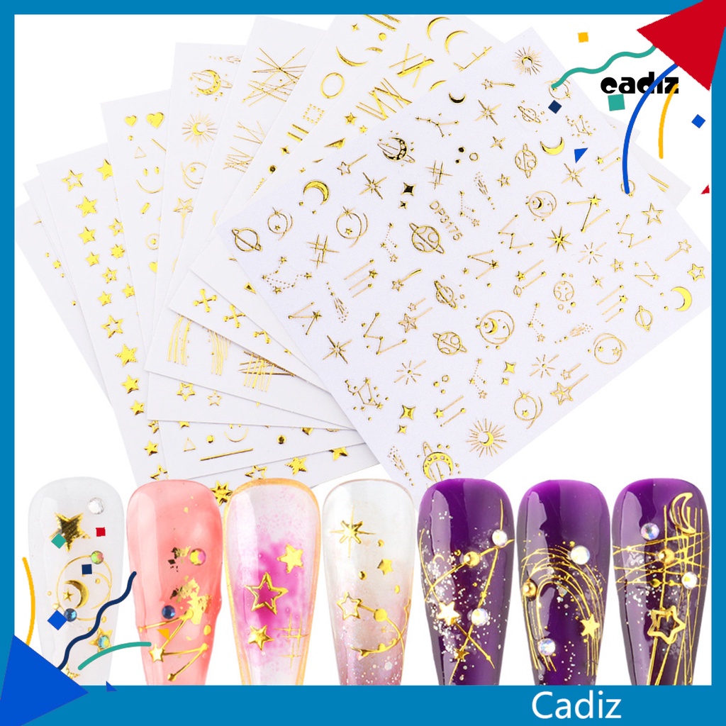 Bộ 3 Miếng Dán Trang Trí Móng Tay Không Phai Kiểu Hình Học Siêu Mỏng Sang Trọng