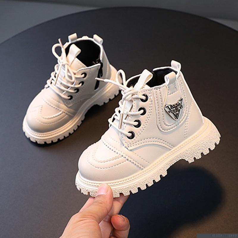 Giày bốt martin cổ thấp phối khóa kéo phong cách Anh quốc cá tính cho bé