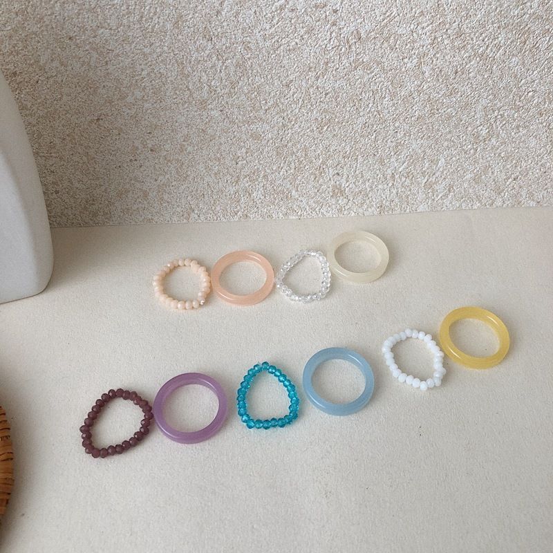 Bộ Nhẫn Nhựa Resin Đính Hạt Pha Lê 22434 Thiết Kế Tinh Tế