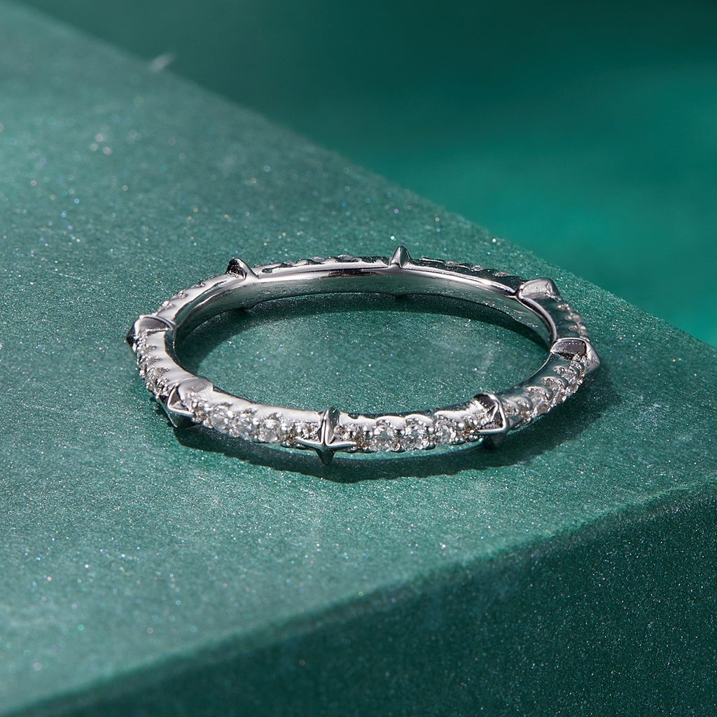 BAMOER Bông Tai bạc 925 HìNh Ngôi Sao / TráI Tim ĐíNh Đá Zircon ThờI Trang