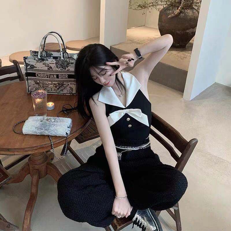 Rose blackpink Nữ Bowknot Vest Top