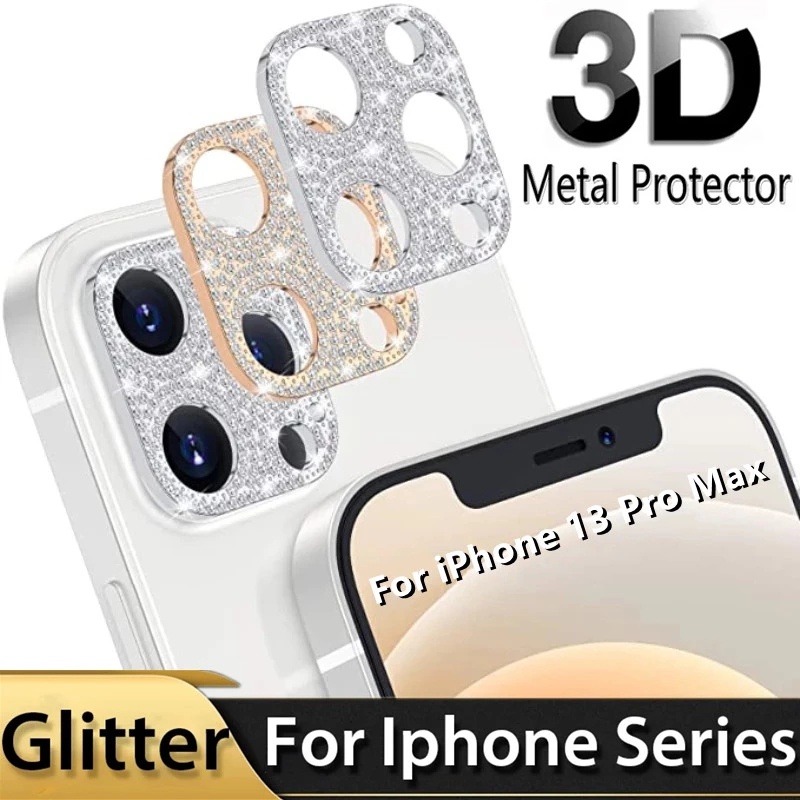 Bộ dán bảo vệ mắt camera kim cương cho compatible for iPhone 13 Pro Max 12 Mini, 12, 12 Pro, 12 Pro Max, 11, 11 Pro max đủ màu máy titan