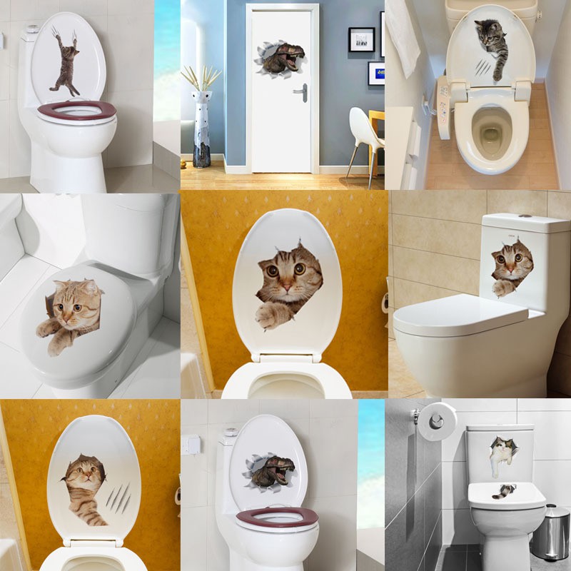 Sticker Dán Cửa Kính Họa Tiết Mèo Dễ Thương Bắt Mắt